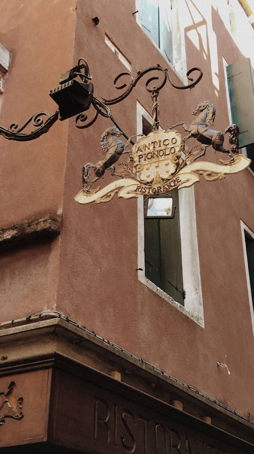Antique Brown Aesthetic Building Wallpaper