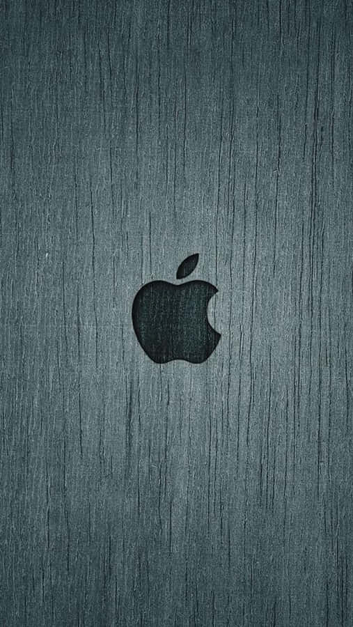 Apple Logoon Dark Wood Texture Wallpaper