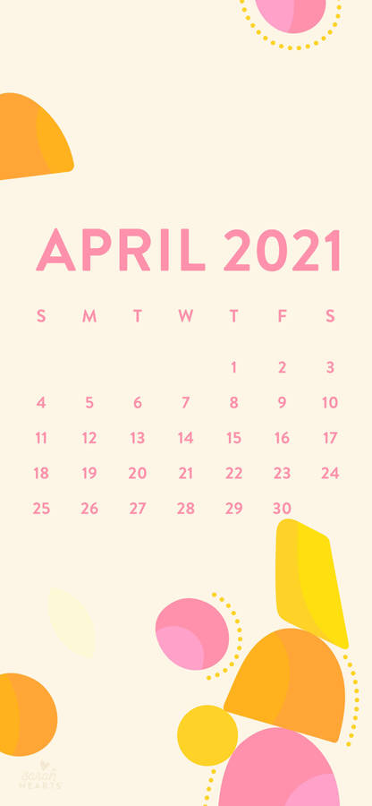 April 2021 Calendar With Colorful Circles And Circles Wallpaper