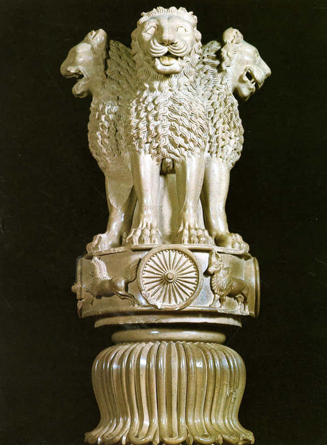 Ashoka Pillar Statue Black Setting Wallpaper