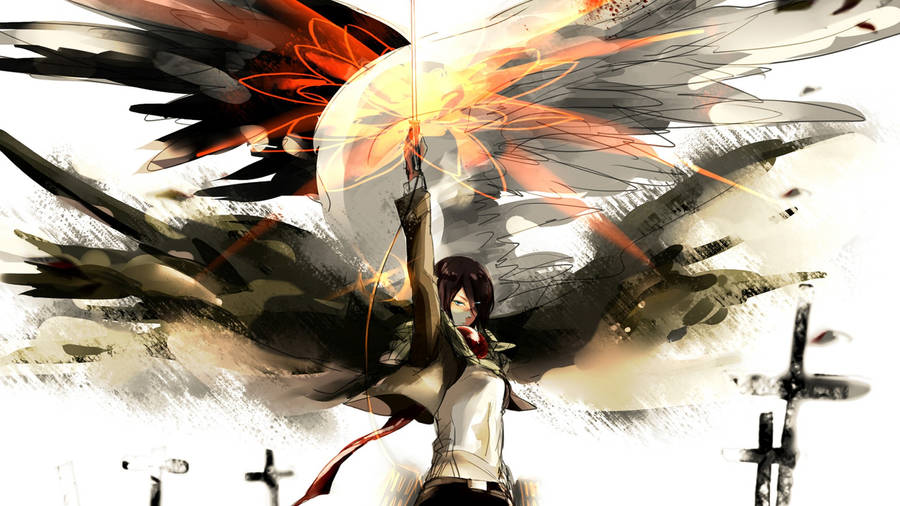 Attack On Titan Pc Mikasa Brandishing A Sword Wallpaper
