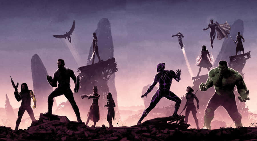 Avengers Team Silhouette4 K Wallpaper