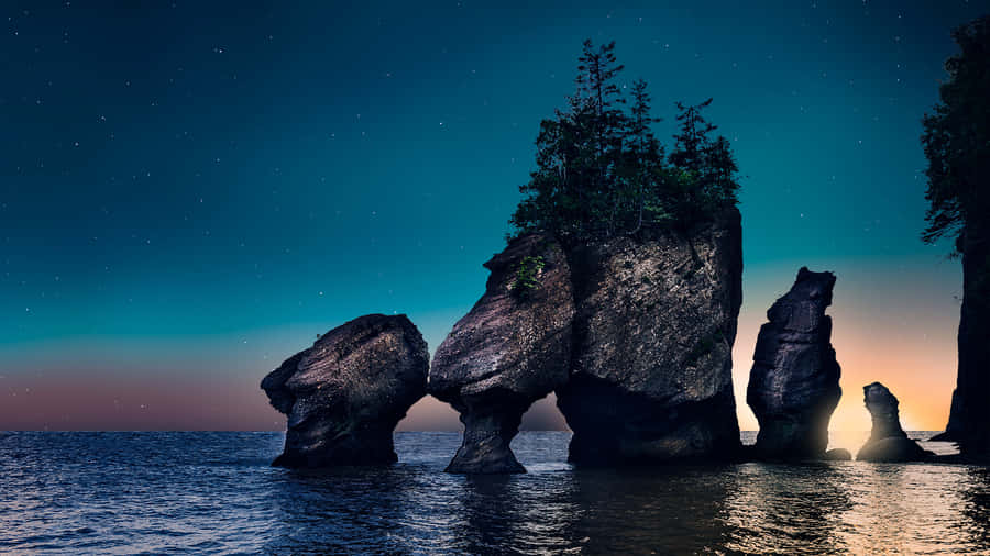 Bay Of Fundy Rock Night Wallpaper