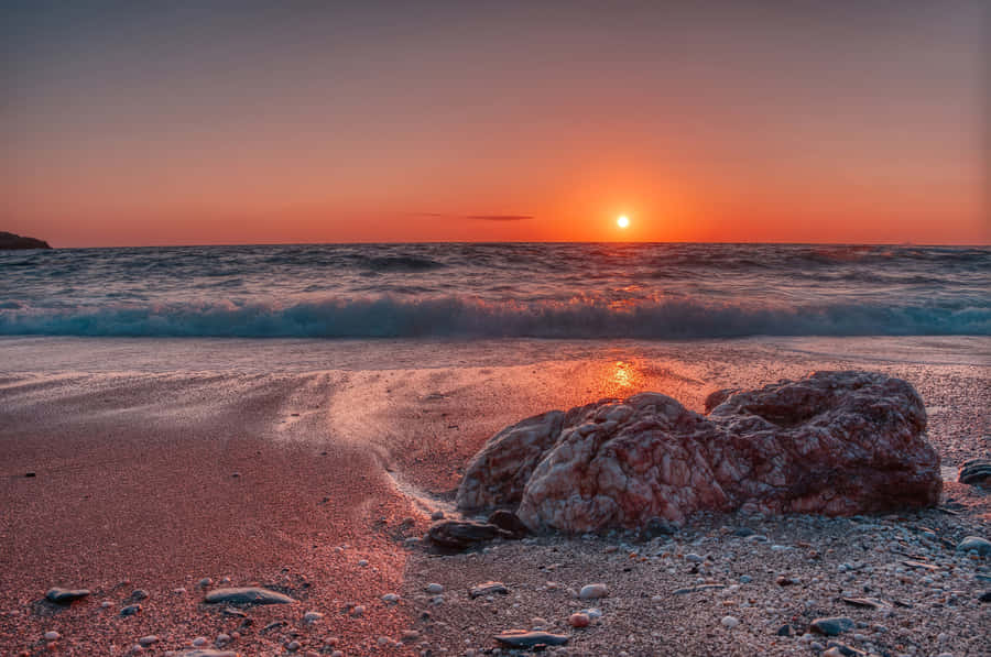 Beach Sunset Rock Hd Wallpaper