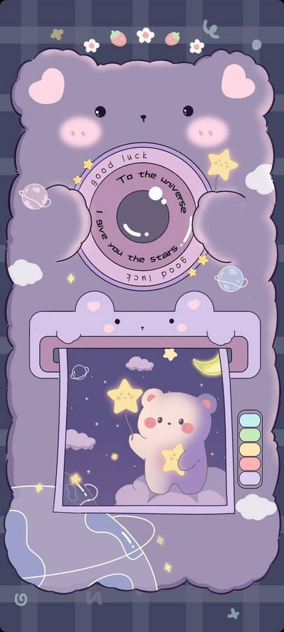 Bear Polaroid Girly Galaxy Wallpaper