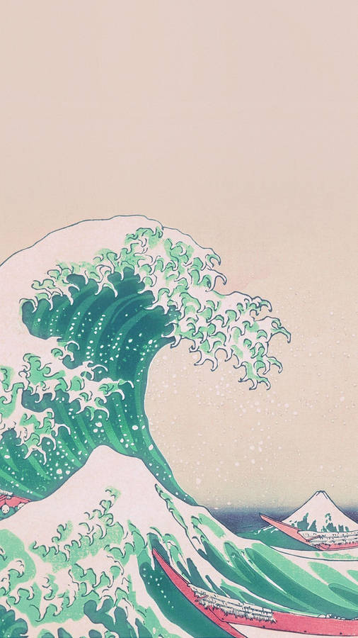 Beautiful Japanese Wave In Pastel Wallpaper
