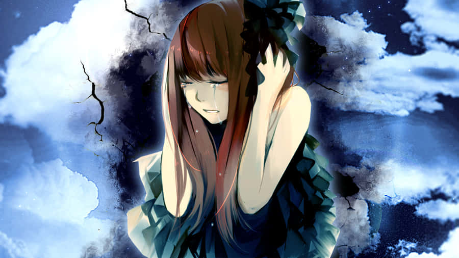 Beautiful Sad Anime Girl Lost In Thought Wallpaper