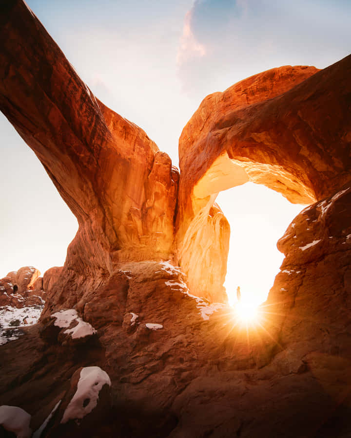 Beautiful Stone Formation Amazing Sun Wallpaper