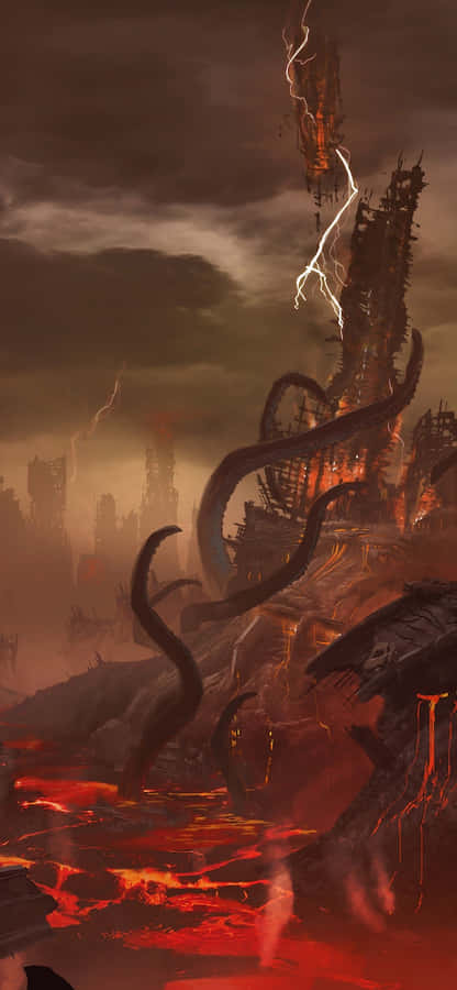 Become The Ultimate Demon-slayer With Doom Eternal On Iphone Wallpaper