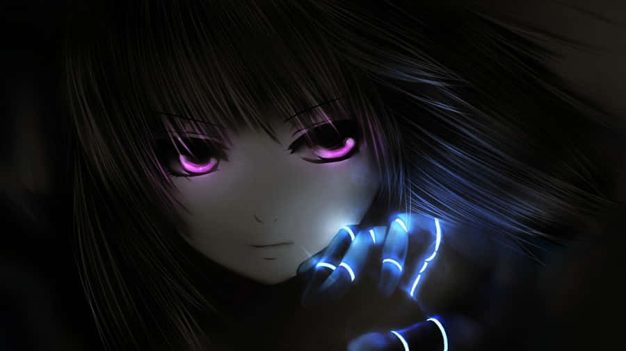 Black Anime Girl With Purple Eyes Aesthetic Pc Wallpaper