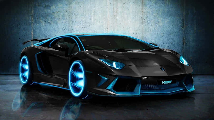 Black Blue Lamborghini Aventador Car Detail Wallpaper