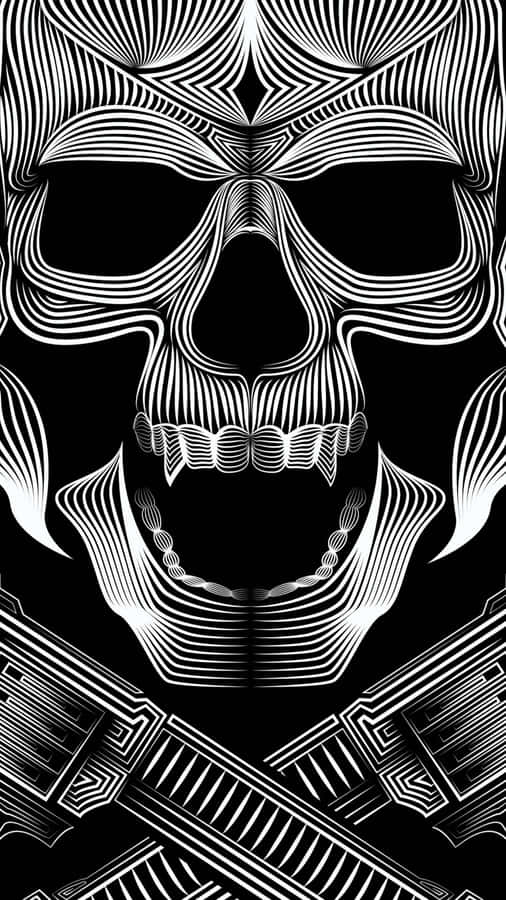 Black Gangster Skull Tattoo Wallpaper