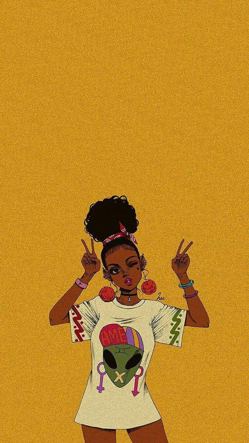 Download free Black Girl Peace Hand Sign Wallpaper - MrWallpaper.com