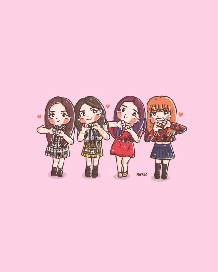 Download free Blackpink Cartoon Heart Hand Sign Wallpaper - MrWallpaper.com