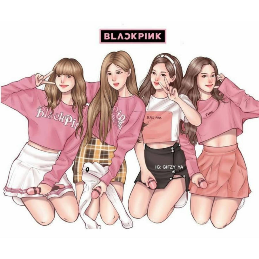 Download free Blackpink Cartoon Lovely Group Shot Wallpaper ...