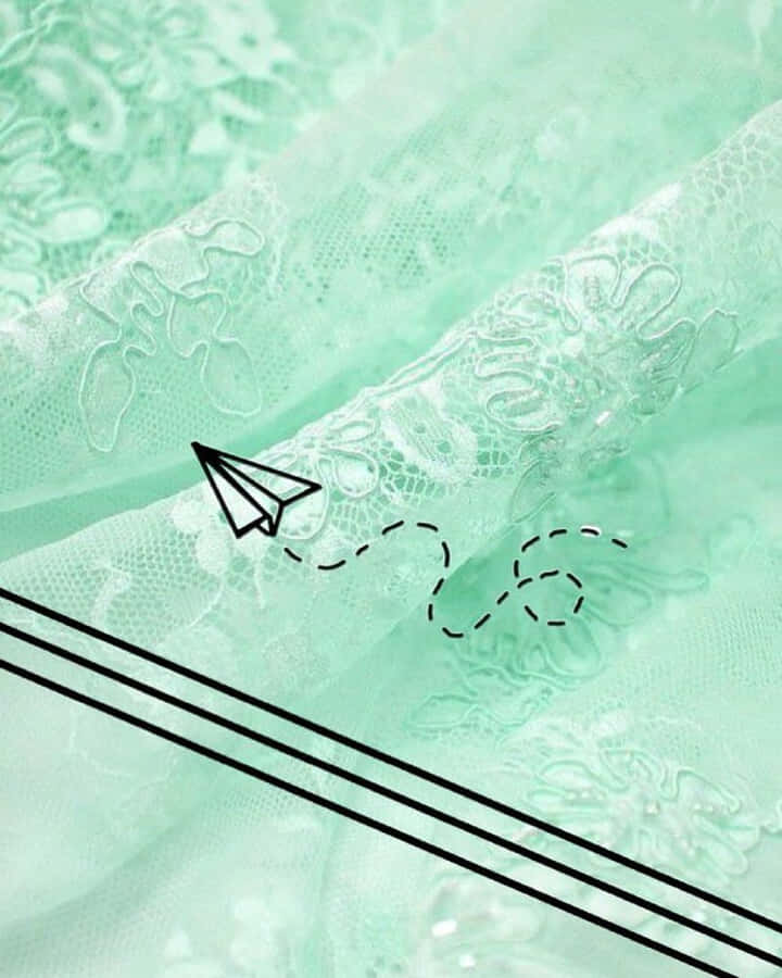Blue Green Aesthetic Paper Airplane Doodle Wallpaper