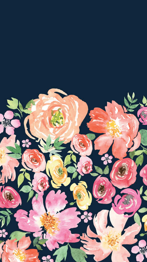 Blue Pastel Cute Floral Phone Wallpaper