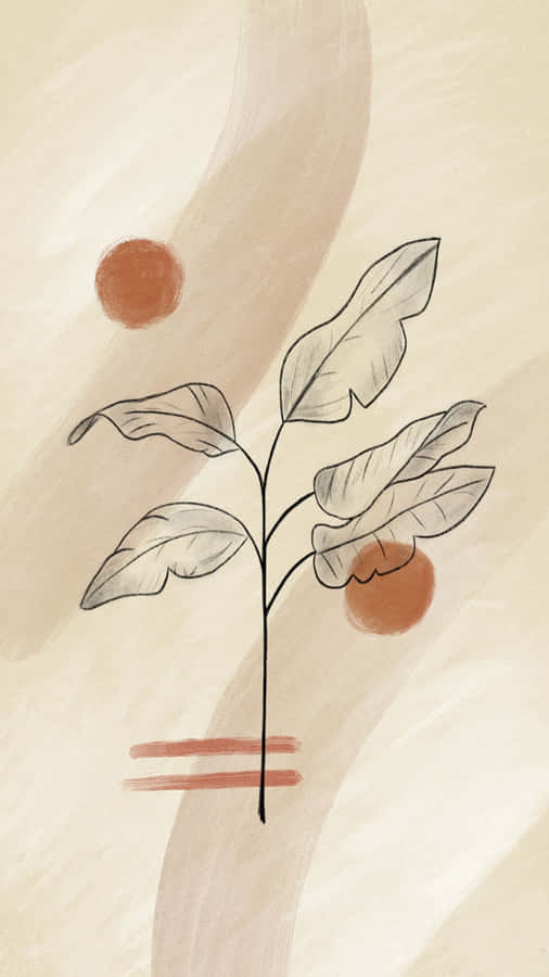 Boho Leaves With Neutral Colors Wallpaper