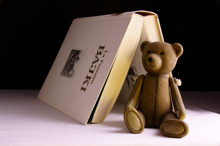 Book and teddy bear wallpaper