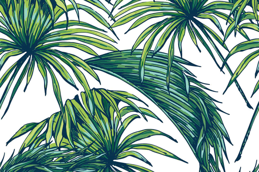 Bright Colored Tropical Leaves On Desktop Wallpaper Wallpaper