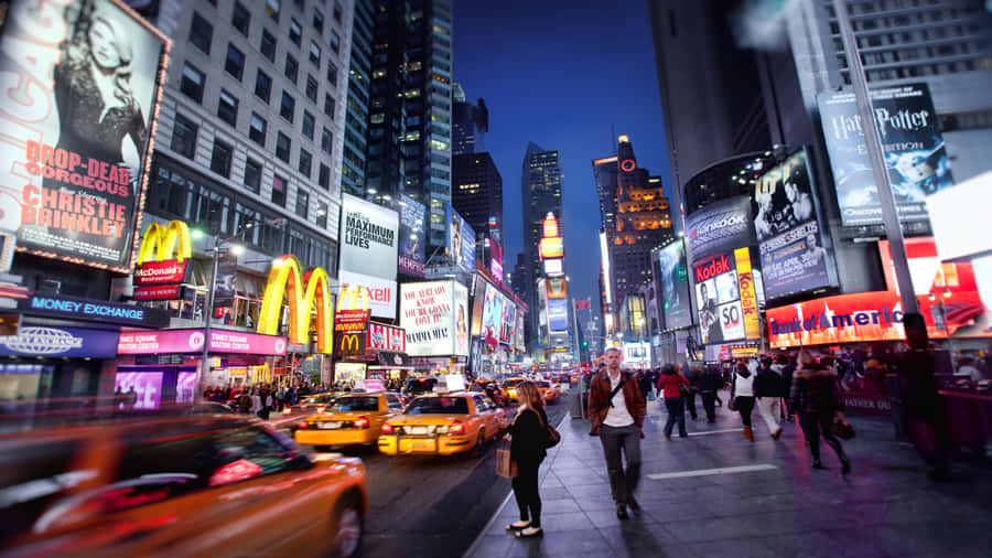 Bright Lights Of New York Times Square Wallpaper