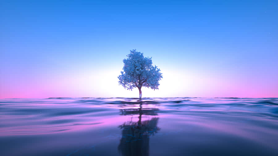 Bright Neon Hues Give This Blue-and-pink Image A Vibrant Energy. Wallpaper