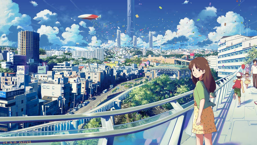 City building under the sky, anime background on Craiyon