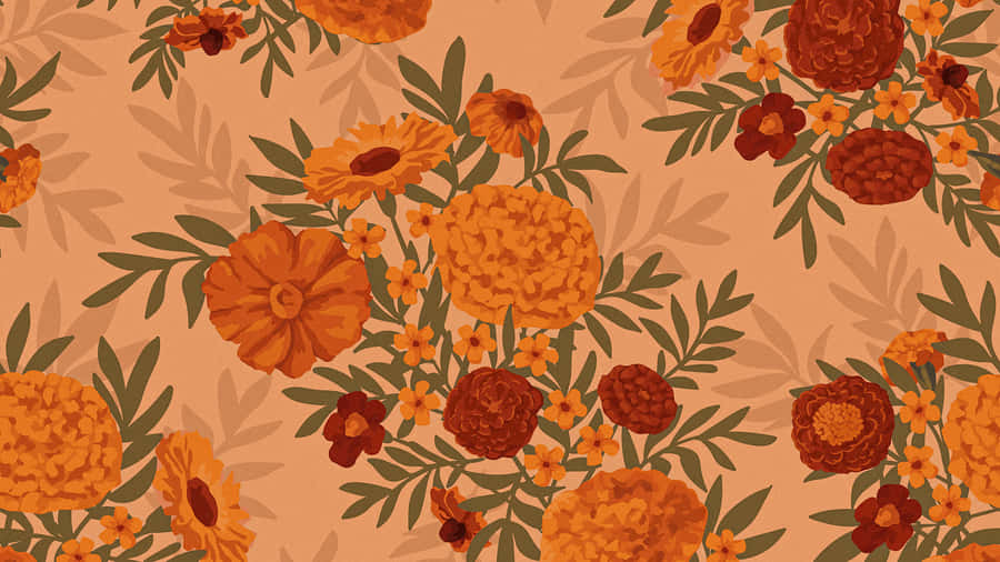 Brighten Up Your Workspace With This Colorful Orange Wallpaper. Wallpaper