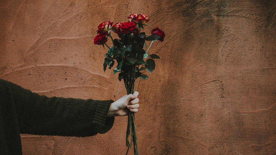 Brown Aesthetic Roses Photography Wallpaper