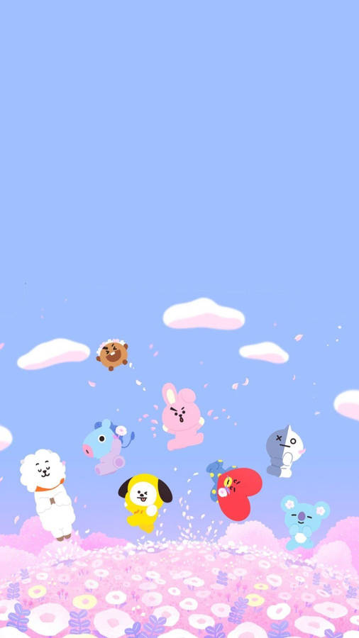 Bt21 Flower Field Wallpaper