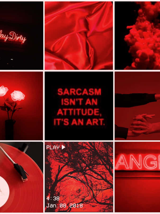 Caption: Embodying Contrast: A Striking Black And Red Aesthetic Wallpaper