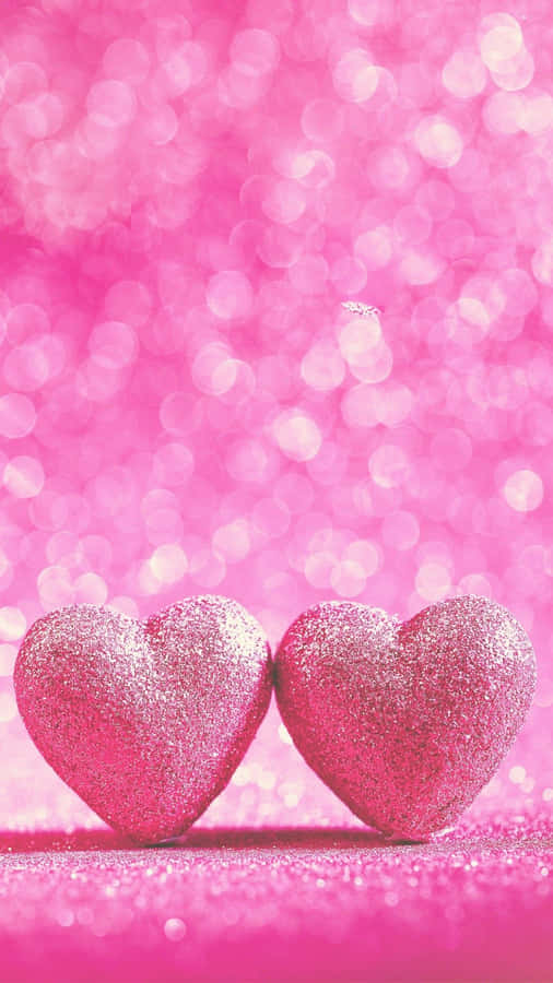 Captivating Glitter Pink Hearts Wallpaper