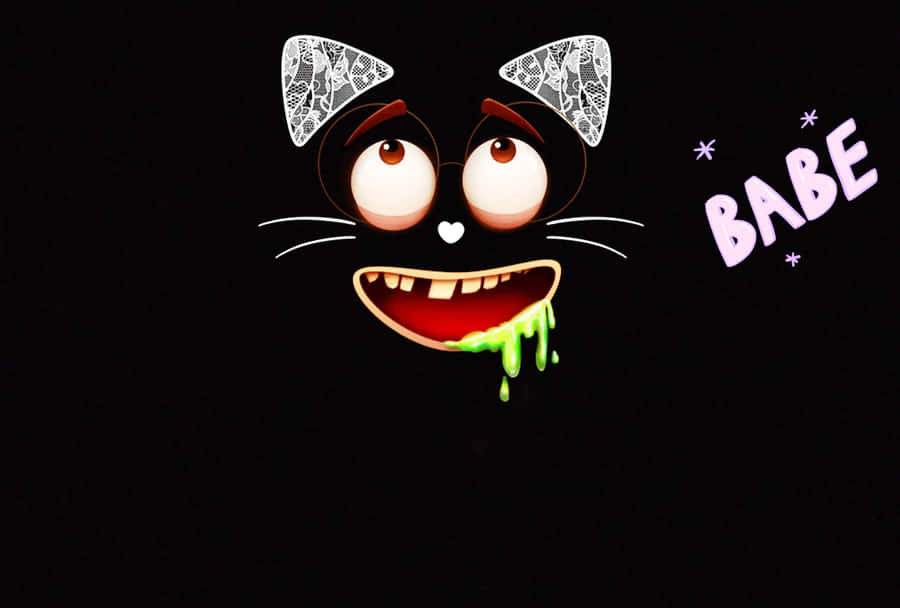 Cartoon Scary Cat With Green Liquid Wallpaper