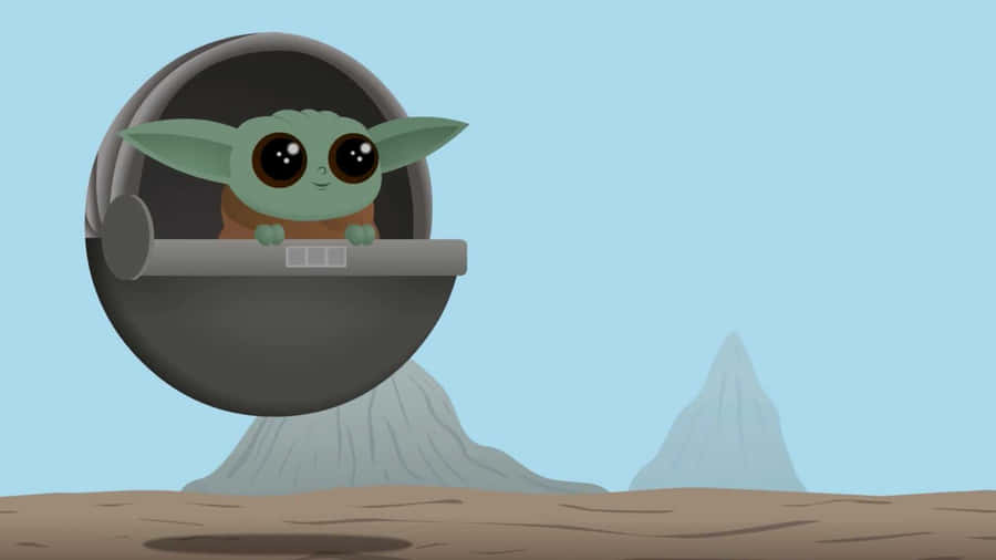 Cartoon Yoda Smiles While Giving A Thumbs-up Wallpaper
