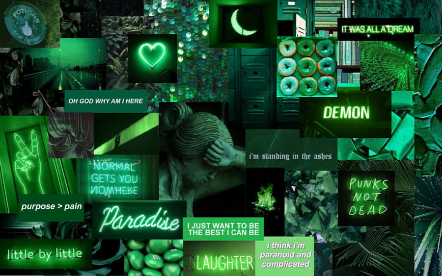 Celebrate The Beauty Of Nature With A Stunning Green Collage. Wallpaper