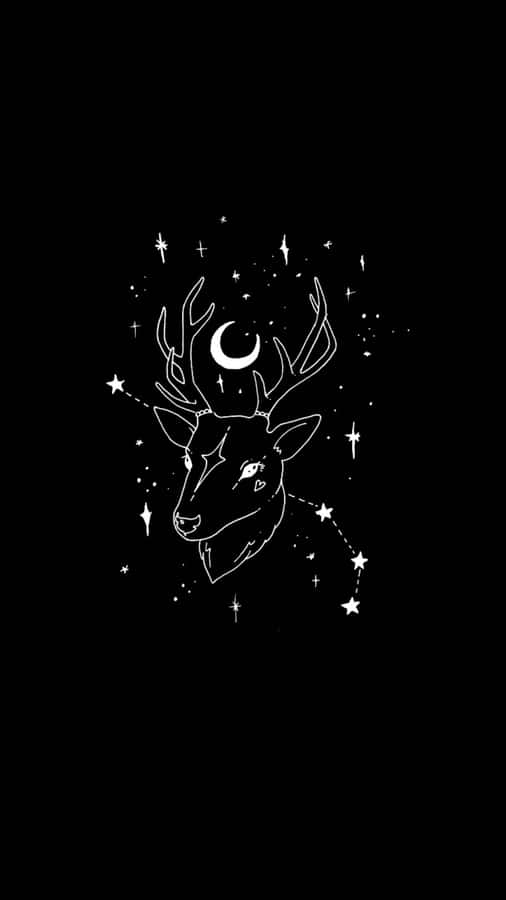 Celestial Deerand Crescent Moon Wallpaper