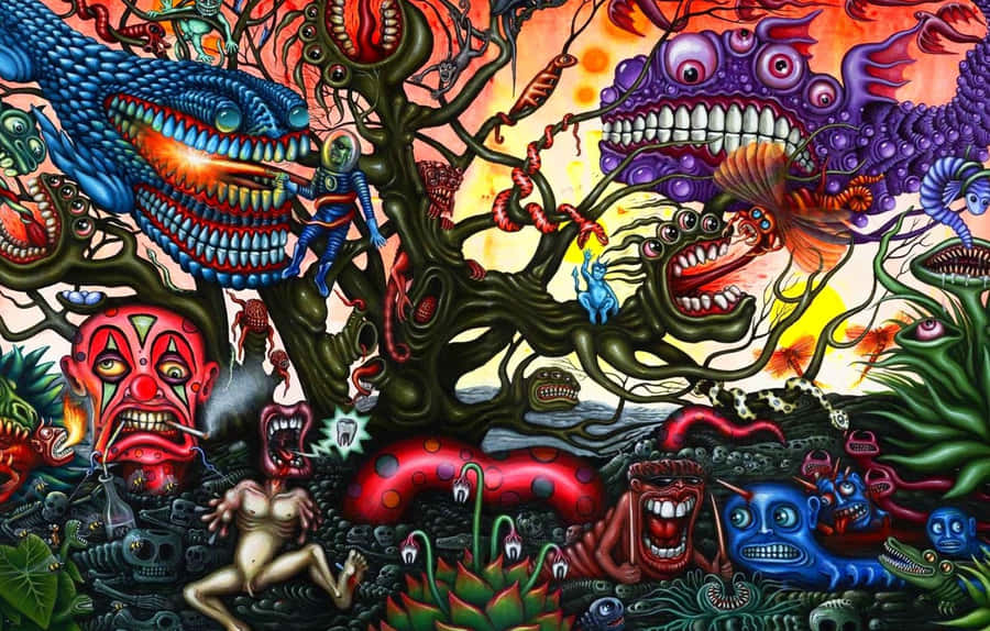 Channel Your Inner Spirit With This Dark Psychedelic Hd Wallpaper Wallpaper