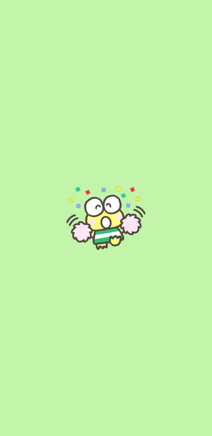 Cheerful Cartoon Character Green Background Wallpaper