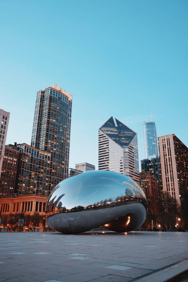 Chicago Skyline Cloud Gate Vintage Effect Wallpaper