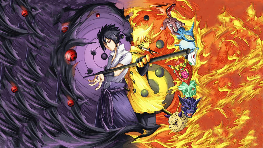 Naruto Fierce Sasuke with Red Eyes Wallpapers - Black Wallpapers