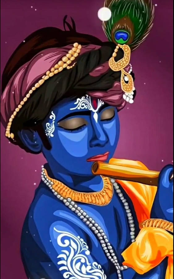 Download free Child Radha Krishna With Flute Wallpaper - MrWallpaper.com