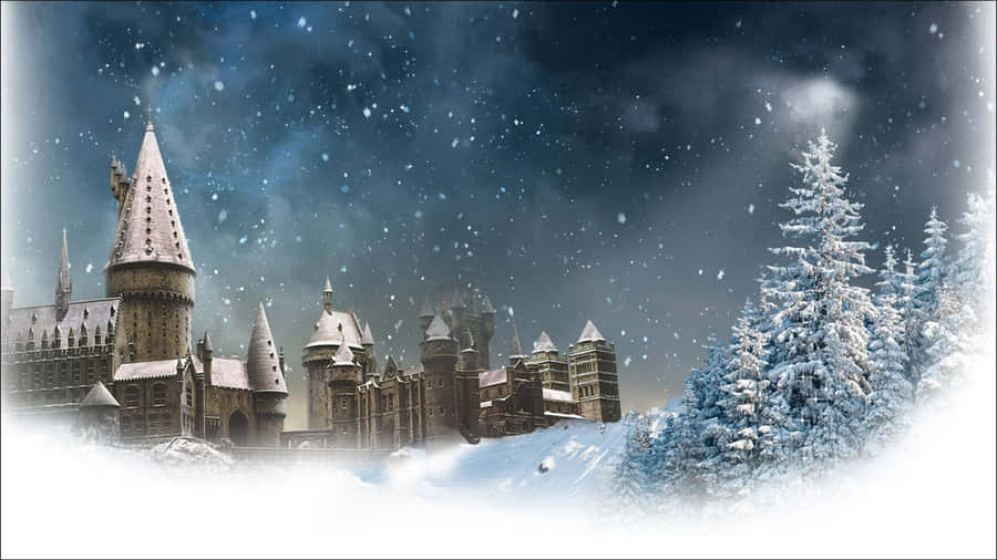 Christmas At Hogwarts Tree Wallpaper
