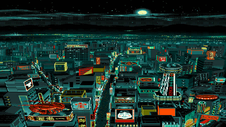 City lights Pixel Art wallpaper