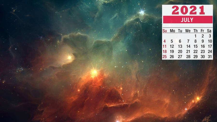 Colorful Galaxy July 2021 Calendar Wallpaper