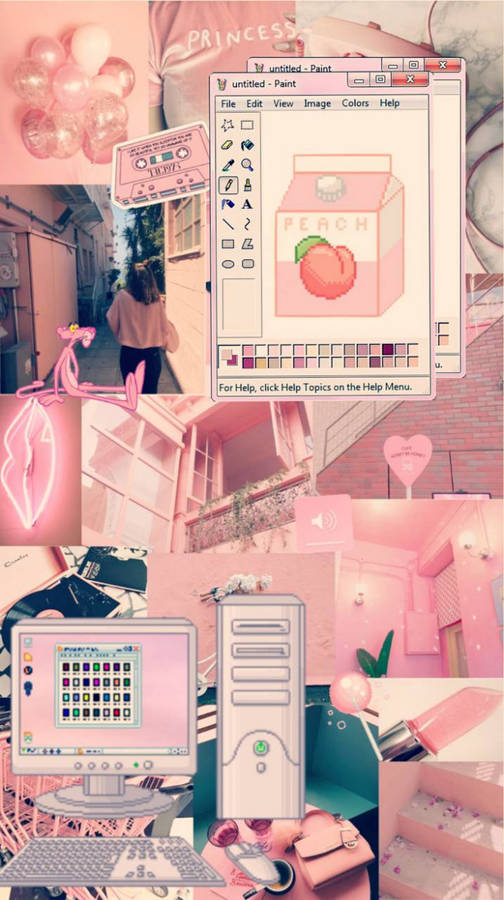 Download free Computer Monitor Pixel Art Peach Color Aesthetic ...