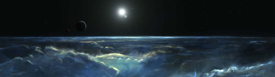Cool Monitor Night Sky Scenery Wallpaper