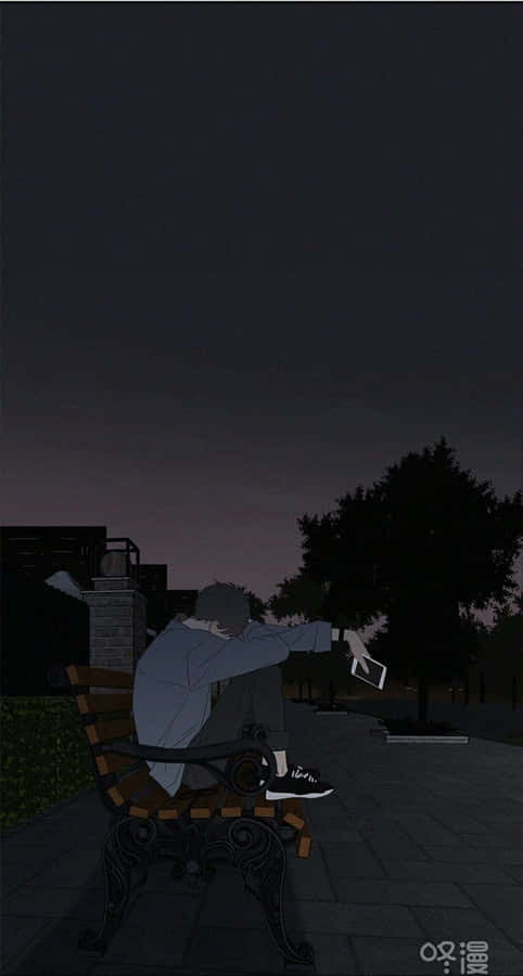 Cool Sad Boy Sitting On Bench Wallpaper