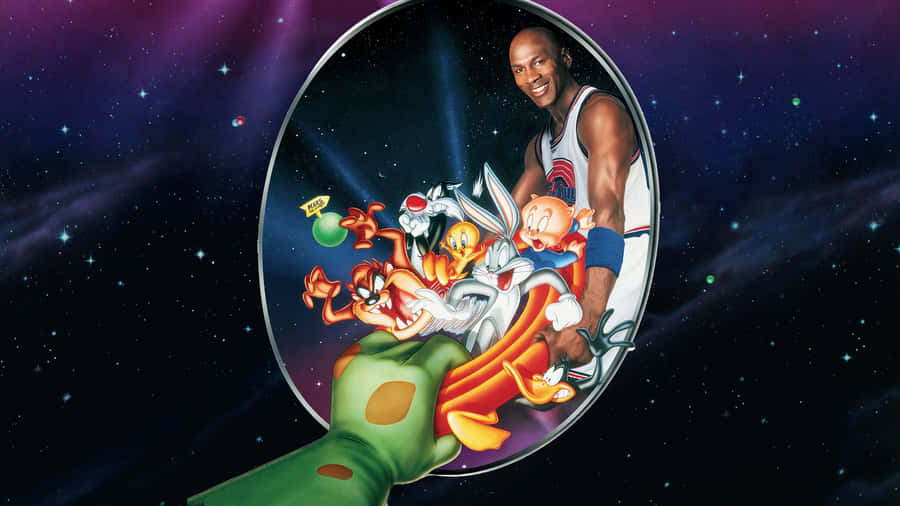 Cool Space Jam Looney Tunes With Michael Jordan Wallpaper