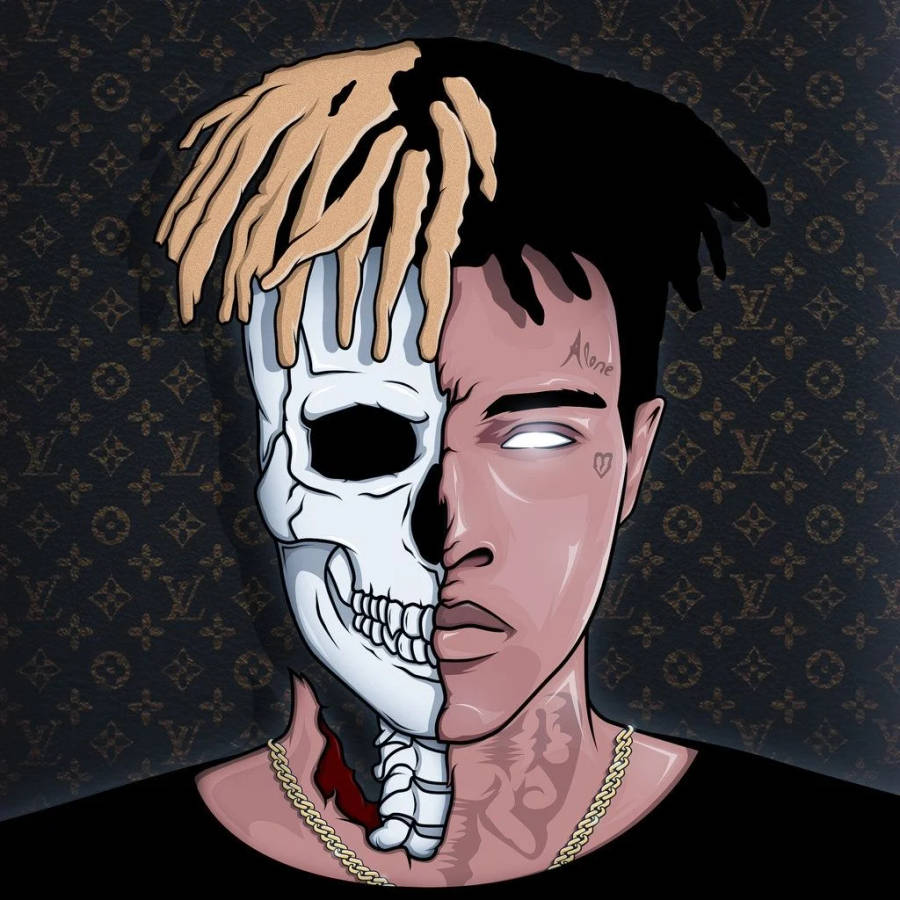 Download free Cool Xxxtentacion With Half A Skull Wallpaper -  MrWallpaper.com