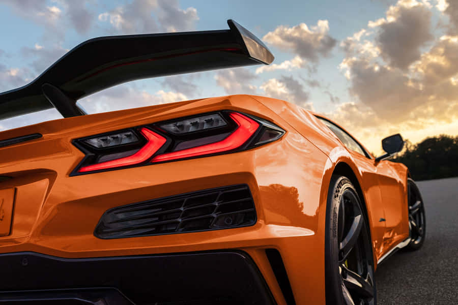 Corvette C8 Rear Designat Sunset Wallpaper
